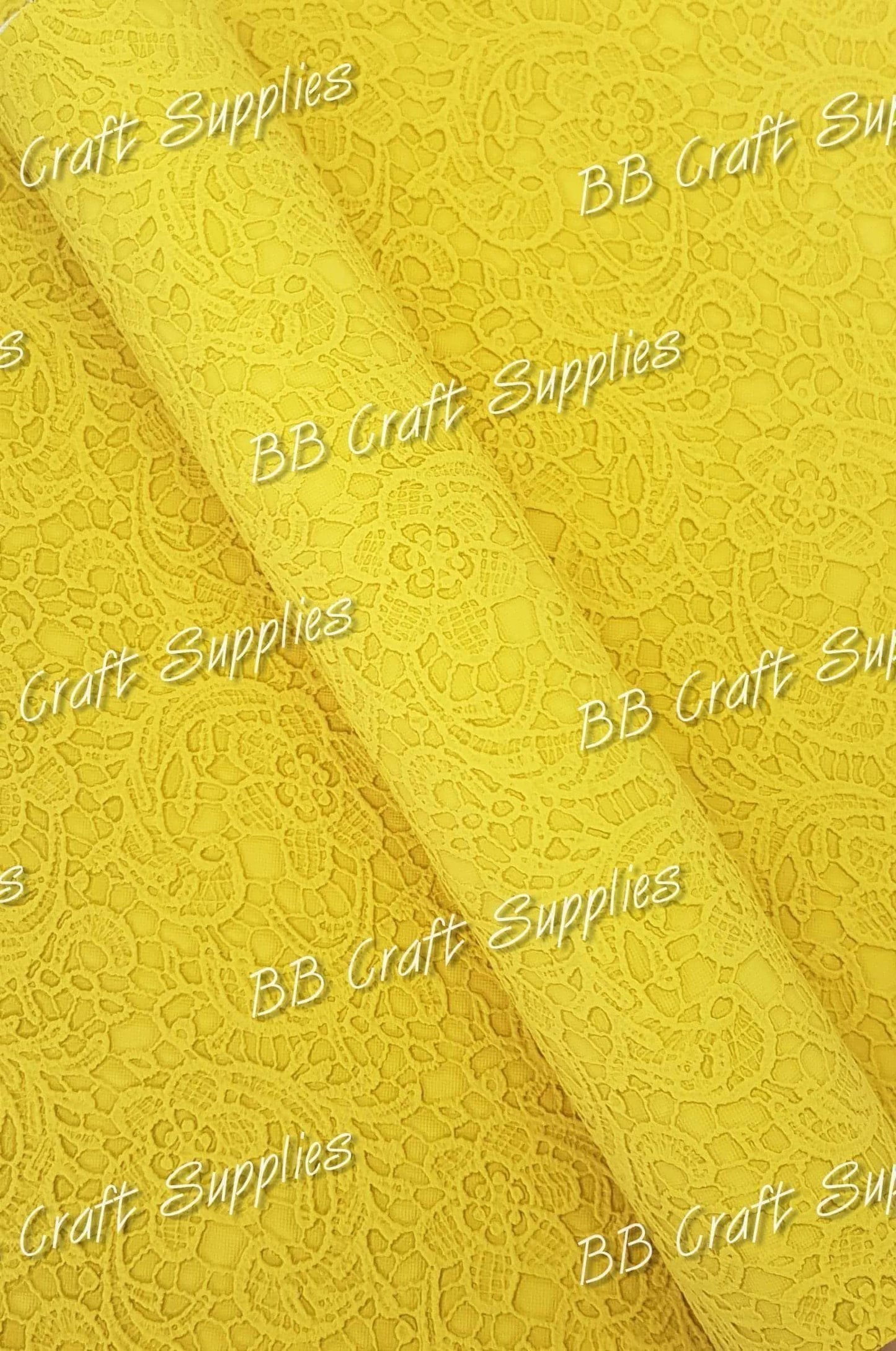 Roll - Butter Soft Embossed Lace Yellow - butter, embossed, Faux, Faux Leather, Roll, soft - Bare Butler Faux Leather Supplies 