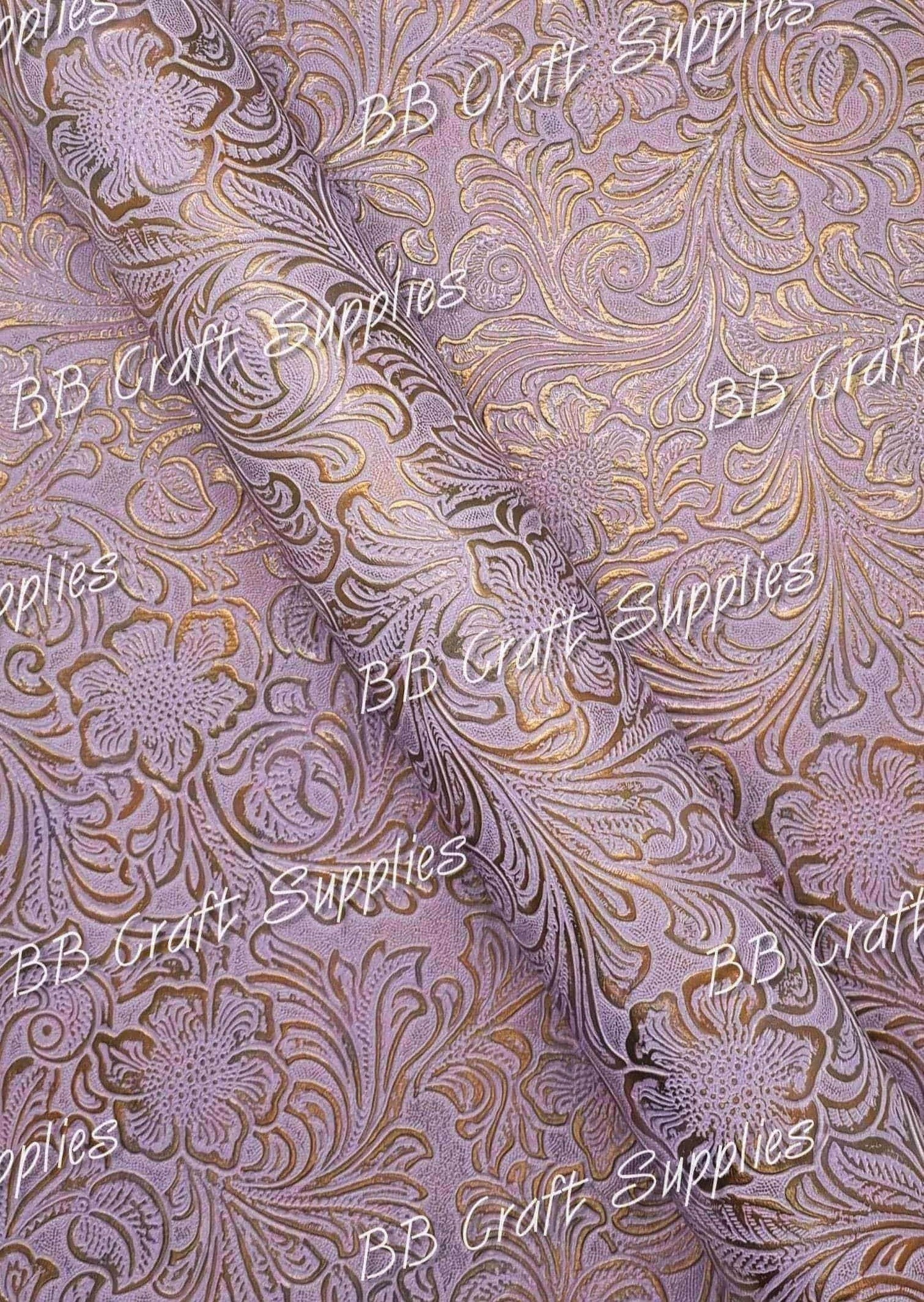 Roll - Embossed Floral Bloom Purple - bloom, Embossed, Faux, Faux Leather, Floral, Roll - Bare Butler Faux Leather Supplies 