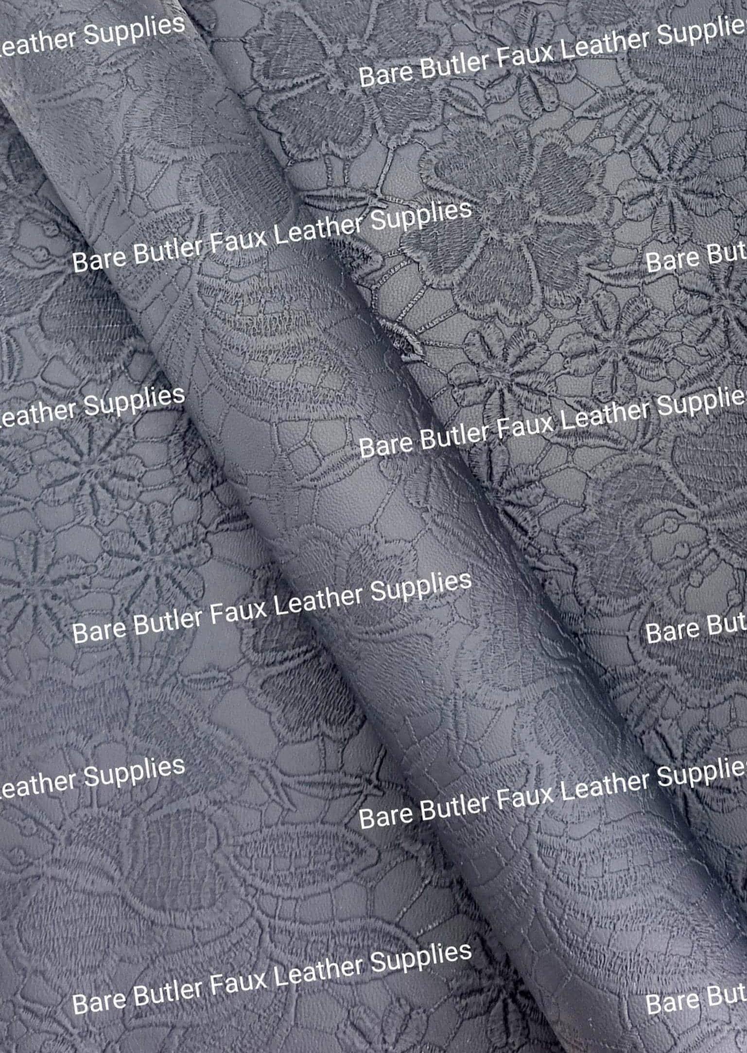 Roll - Embossed Lace Black - butter, embossed, Faux, Faux Leather, Roll, soft - Bare Butler Faux Leather Supplies 