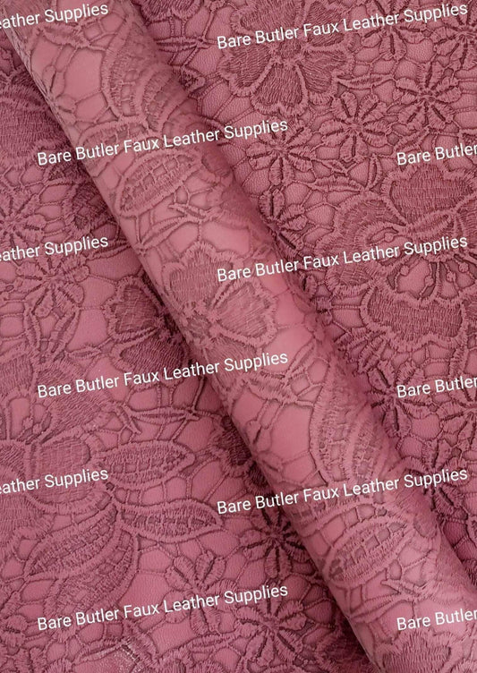 Roll - Embossed Lace Plum - butter, embossed, Faux, Faux Leather, Roll, soft - Bare Butler Faux Leather Supplies 