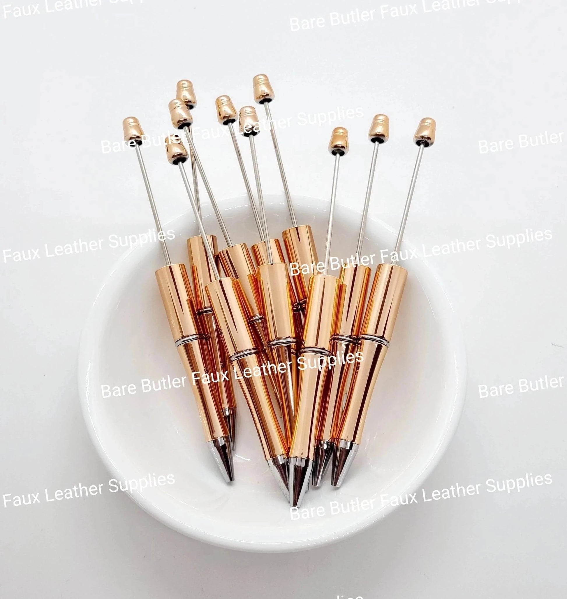 Rose Gold Metallic Bead Pen Blanks 2 pack -  - Bare Butler Faux Leather Supplies 