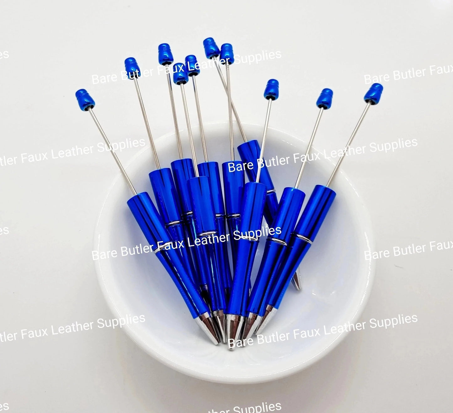 Royal Blue Metallic Bead Pen Blanks 2 pack -  - Bare Butler Faux Leather Supplies 