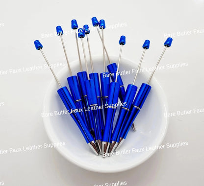 Royal Blue Metallic Bead Pen Blanks 2 pack -  - Bare Butler Faux Leather Supplies 