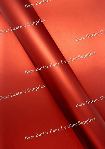 Smooth Matt Metallic Red - Colour, Faux, Faux Leather, Leather, leatherette, Litchi, metal, metallic, red, Solid - Bare Butler Faux Leather Supplies 