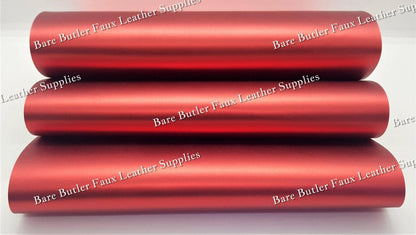 Smooth Matt Metallic Red - Colour, Faux, Faux Leather, Leather, leatherette, Litchi, metal, metallic, red, Solid - Bare Butler Faux Leather Supplies 