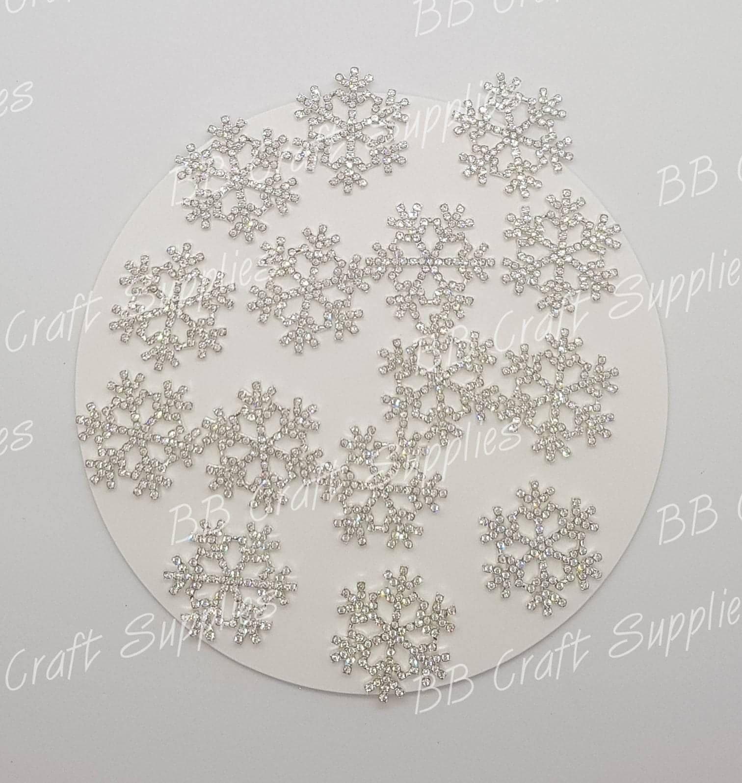 Snowflake embellishments 2 Pack - Christmas, Embelishment, glitter, Rhinestone, snowflake - Bare Butler Faux Leather Supplies 