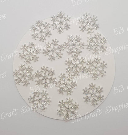 Snowflake embellishments 2 Pack - Christmas, Embelishment, glitter, Rhinestone, snowflake - Bare Butler Faux Leather Supplies 