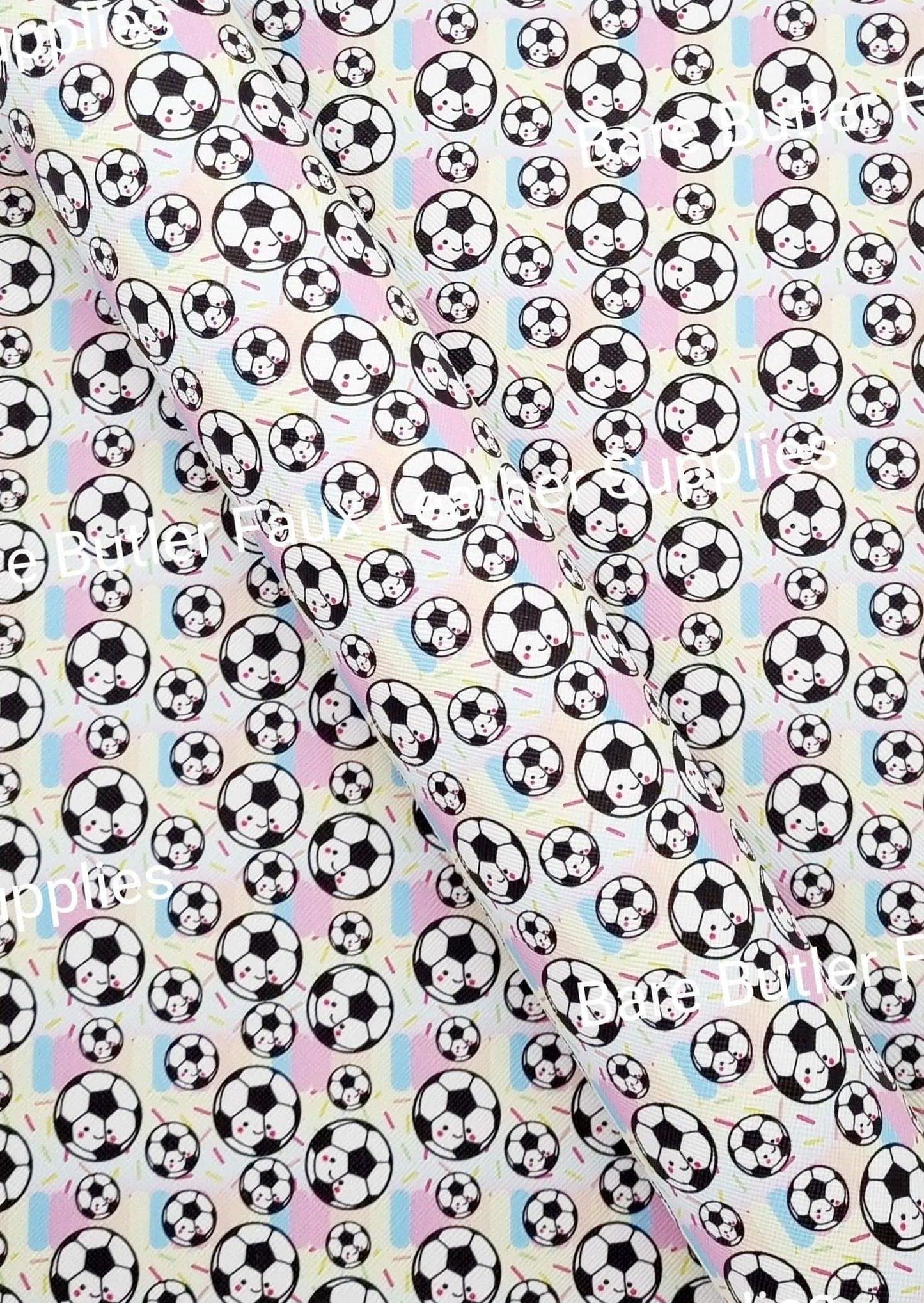 Soccer Ball Faux Leather - Faux, Faux Leather, Leather, leatherette, Litchi, Sport - Bare Butler Faux Leather Supplies 