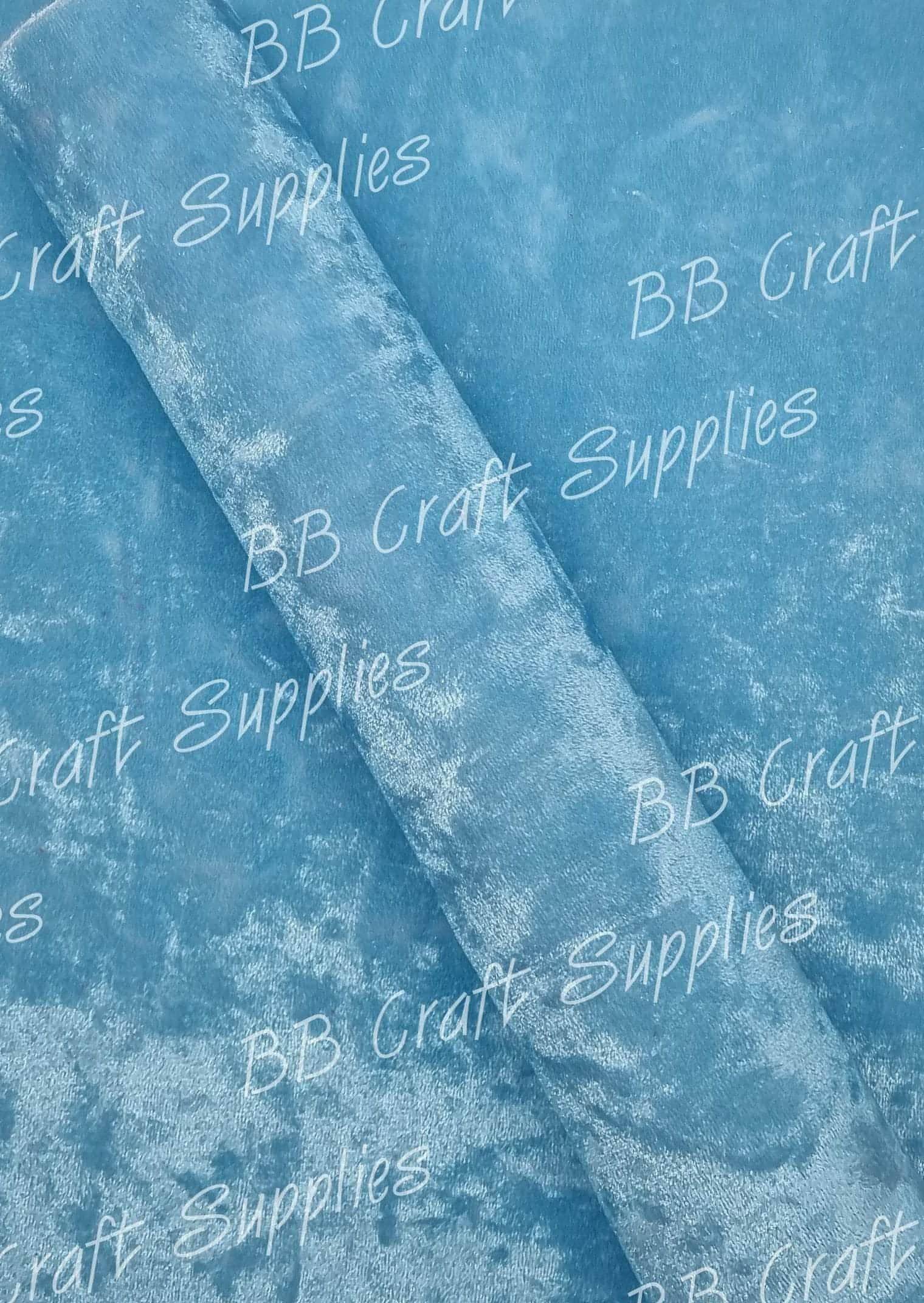 Soft Crushed Velvet Fabric - Blue - blue, fabric, soft, Velvet - Bare Butler Faux Leather Supplies 