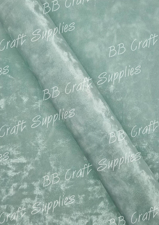 Soft Crushed Velvet Fabric - Mint - crushed, fabric, mint, soft, velvet - Bare Butler Faux Leather Supplies 