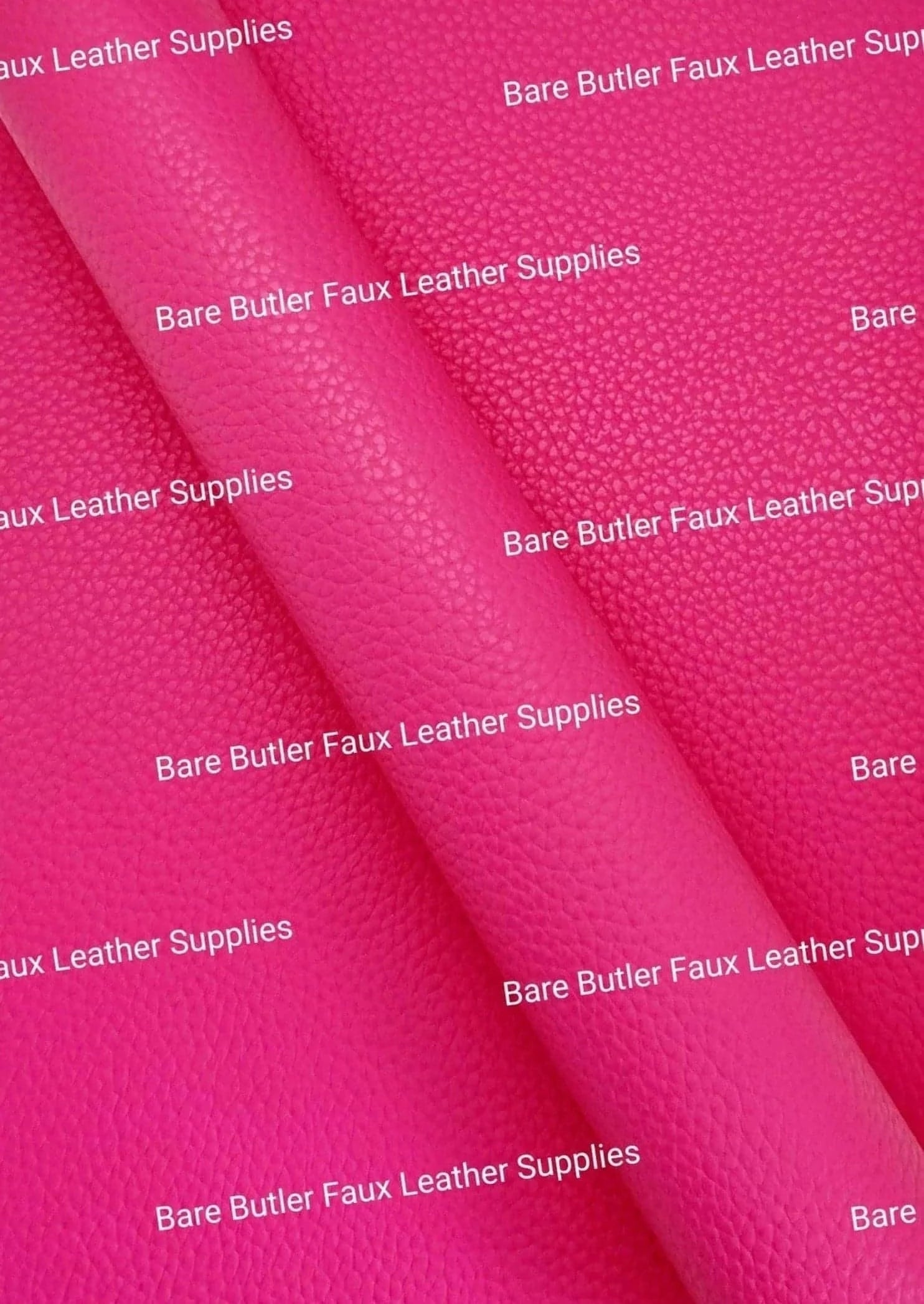 Solid Colour Litchi - Hot Pink - Colour, Faux, Faux Leather, hot pink, Leather, leatherette, pink, Solid - Bare Butler Faux Leather Supplies 
