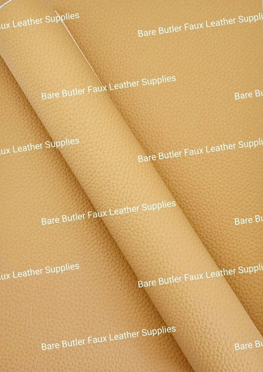 Solid Colour Litchi - Latte - Colour, Faux, Faux Leather, Latte, Leather, leatherette, litchi, Solid, Yellow - Bare Butler Faux Leather Supplies 