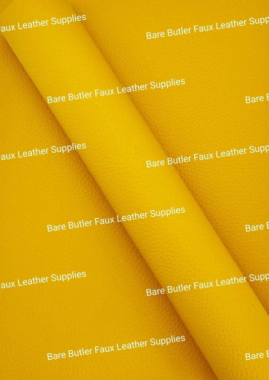 Solid Colour Litchi - Mustard - Colour, Faux, Faux Leather, Leather, leatherette, litchi, mustard, Solid, Yellow - Bare Butler Faux Leather Supplies 