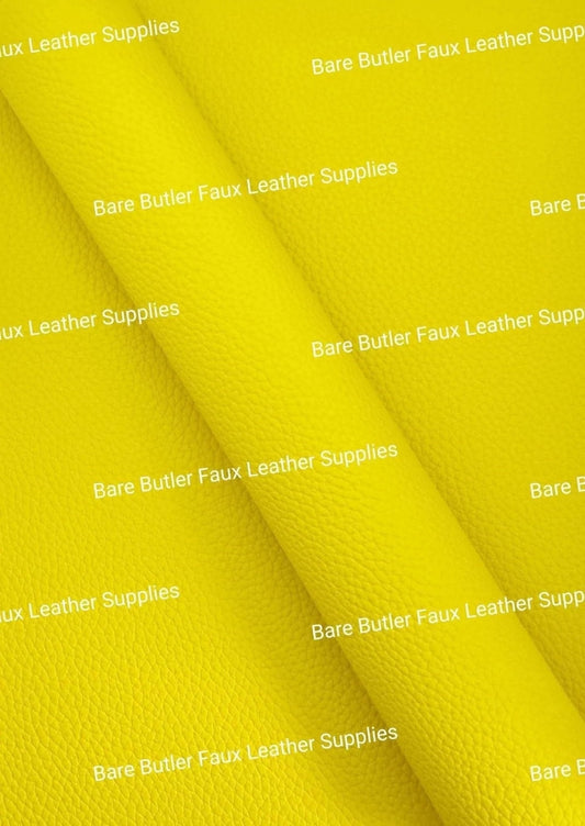 Solid Colour Litchi - Yellow - Colour, Faux, Faux Leather, Leather, leatherette, Solid, yellow - Bare Butler Faux Leather Supplies 