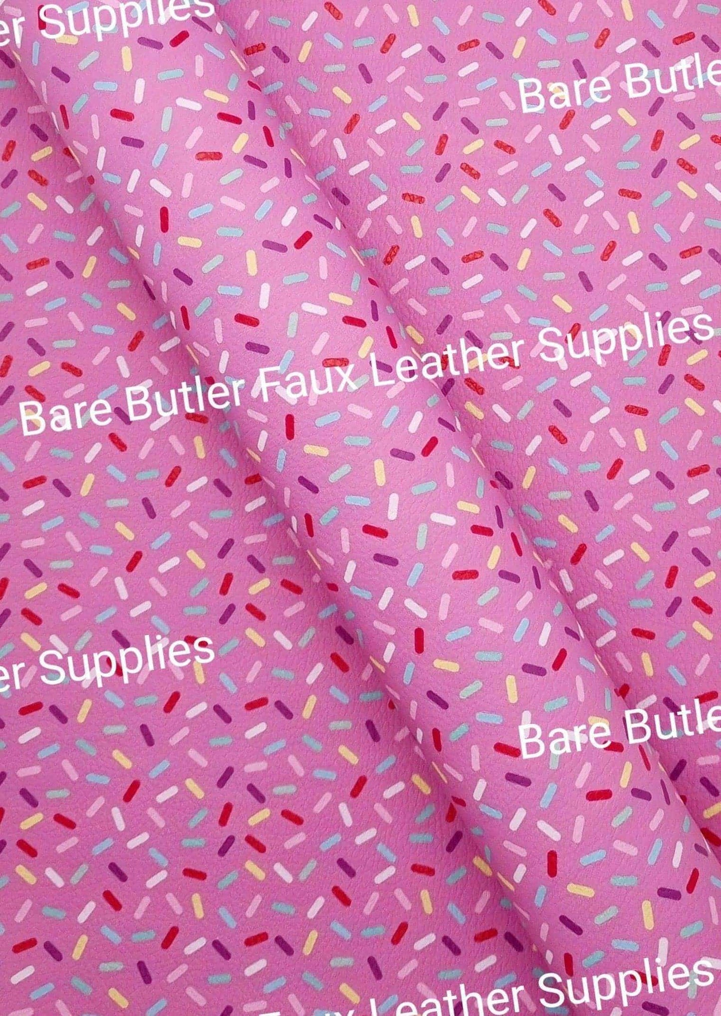 Sprinkles Pink Litchi - Faux, Faux Leather, ice cream, Leather, leatherette, Litchi, sprinkles - Bare Butler Faux Leather Supplies 
