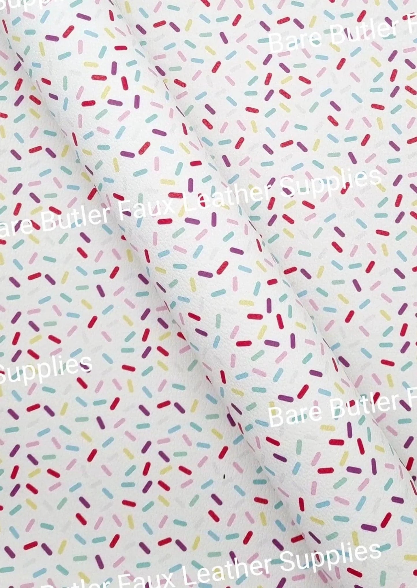 Sprinkles White Litchi - Faux, Faux Leather, ice cream, Leather, leatherette, Litchi, sprinkles - Bare Butler Faux Leather Supplies 