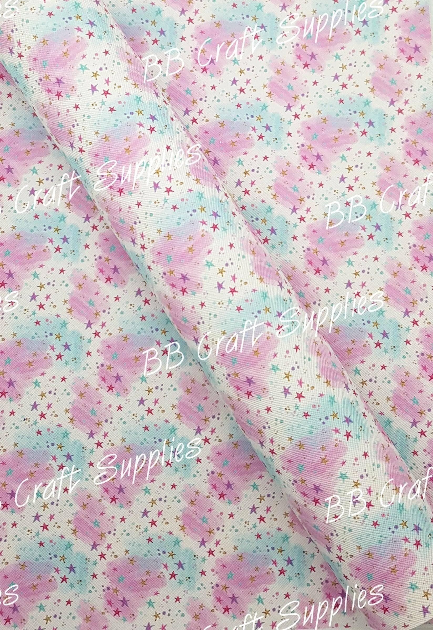 Starry Night Faux Leather - colourful, Faux, Faux Leather, Leather, leatherette, night, pattern, sky, starry, Whats new - Bare Butler Faux Leather Supplies 