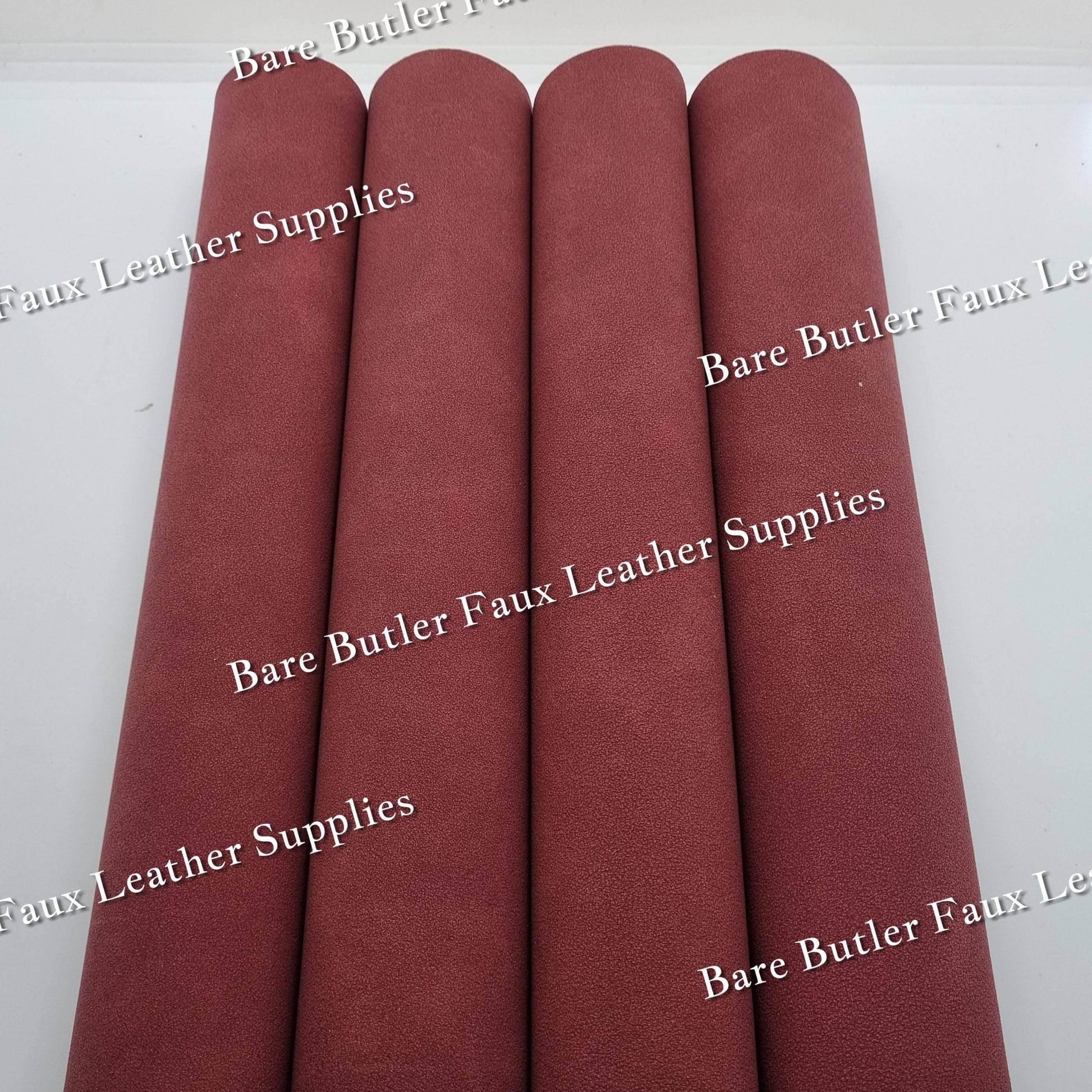 Suede - Burnt Red - Faux, Faux Leather, Suede - Bare Butler Faux Leather Supplies 