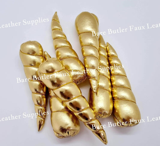 Unicorn Horn - Gold - ears, Glitter, headbands, Horn - Bare Butler Faux Leather Supplies 
