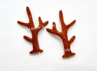 Velvet Feel Antlers Brown - Antlers, christmas, Embelishment, velvet - Bare Butler Faux Leather Supplies 